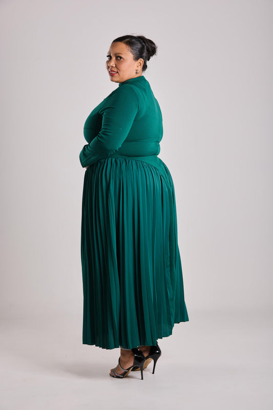 Enchanted Emerald Green Pleated Dress