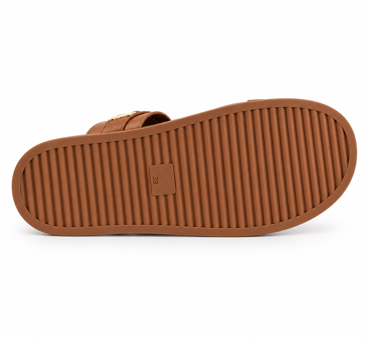 Double Buckle Slide Sandal – Tan