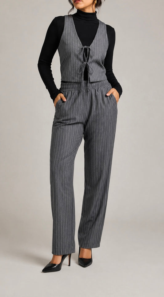 Grey Pinstripe Co-ord Set