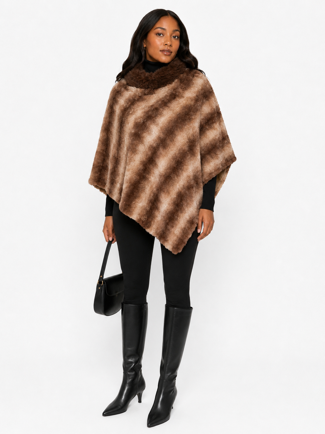 Cocoa Luxe Faux Fur Poncho