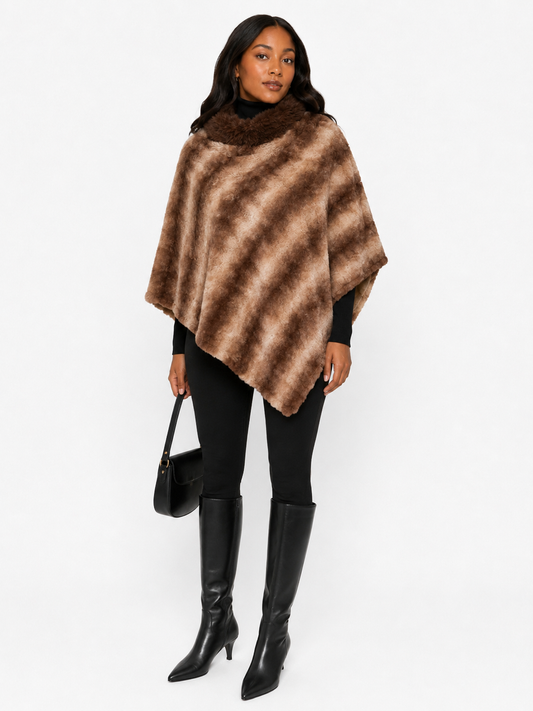Cocoa Luxe Faux Fur Poncho
