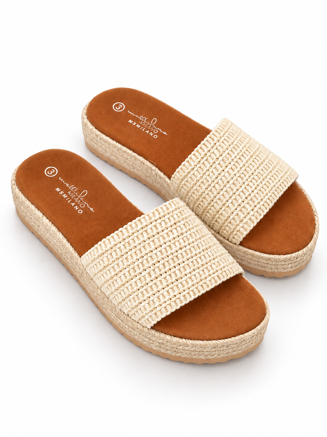 Woven Platform Slide | Cream