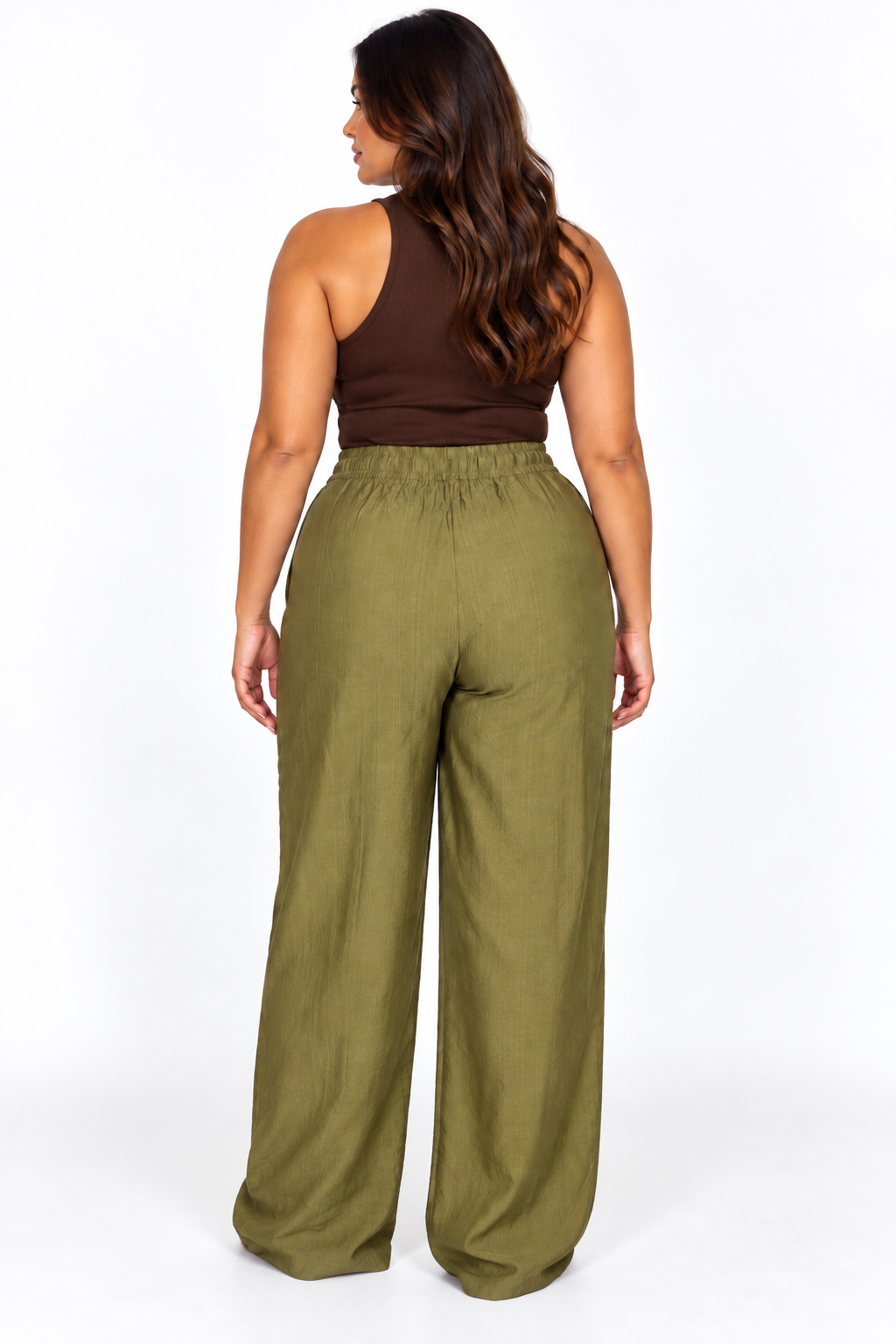 Linen Wide Leg Trouser | Green