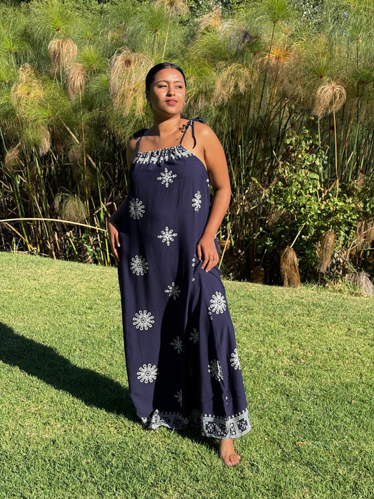 Havana Maxi Dress - Navy Blue