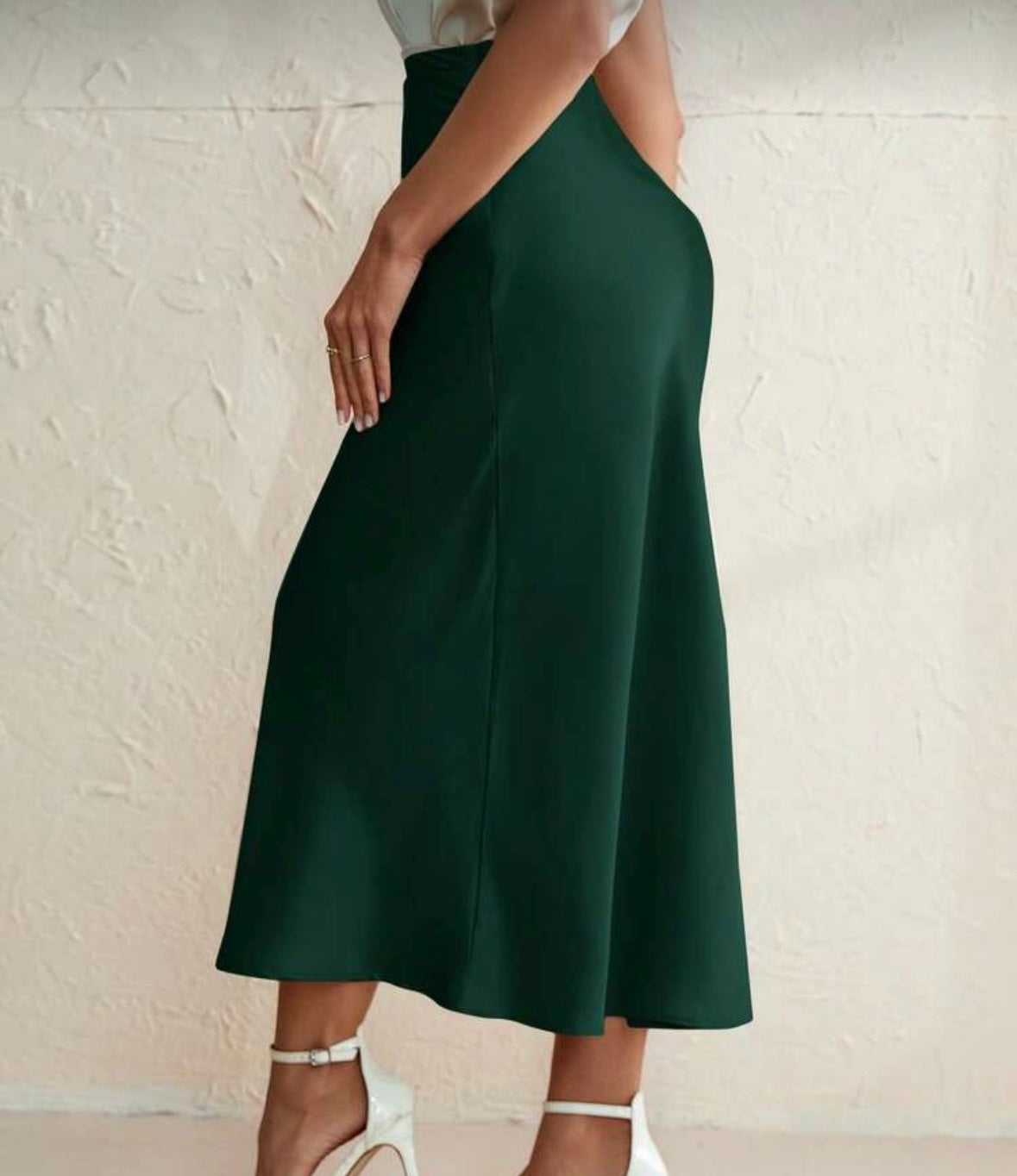 Satin Slip Skirt - Bottle Green