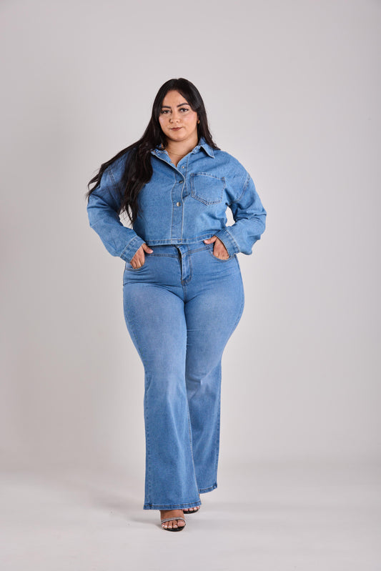 Light Blue Cropped Denim Jacket