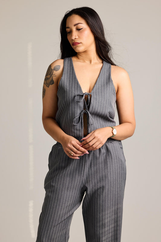 Grey Pinstripe Co-ord Set