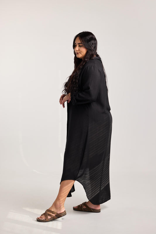 Noir Relaxed Shirt Dress