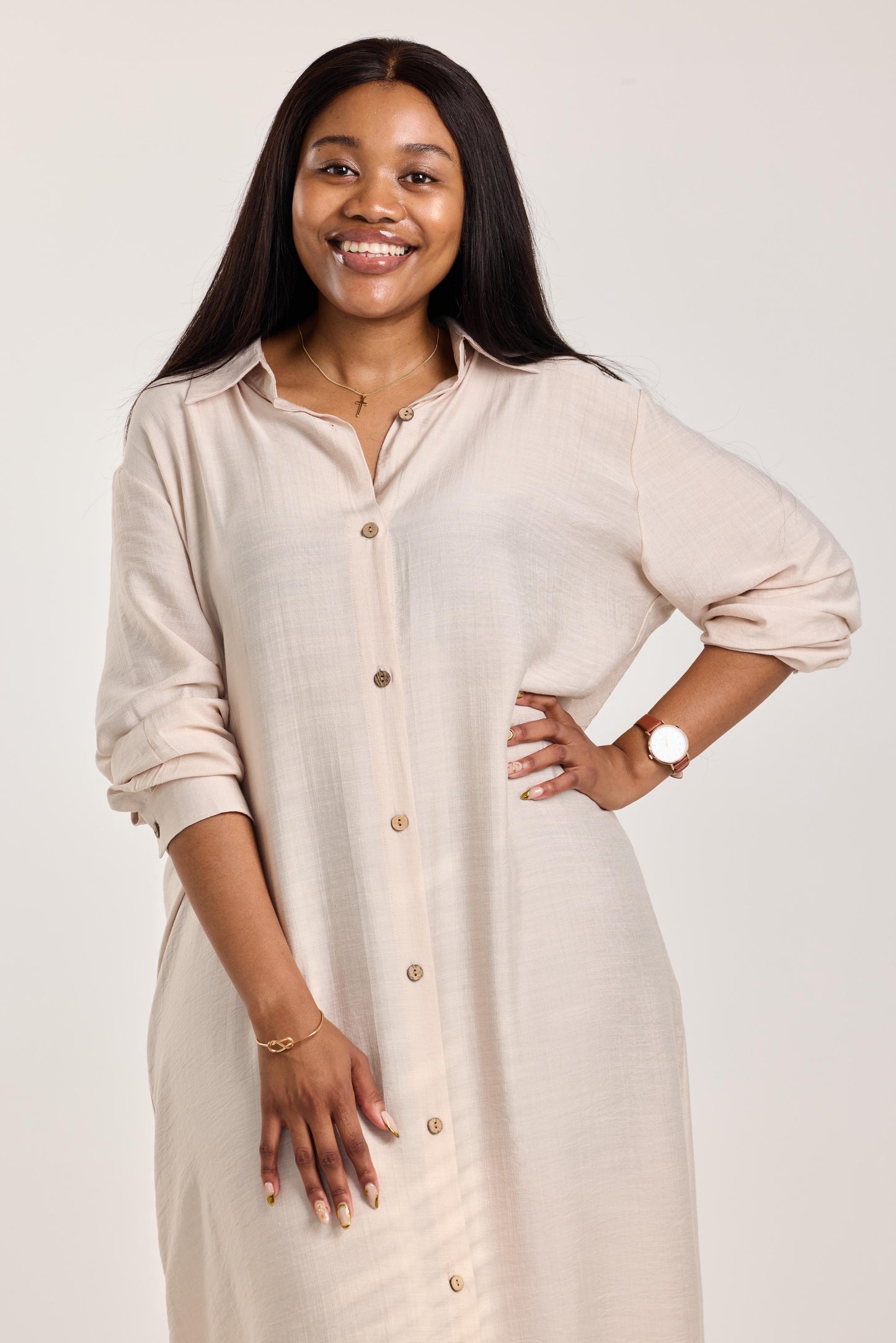 Oatmeal Relaxed Shirt Dress