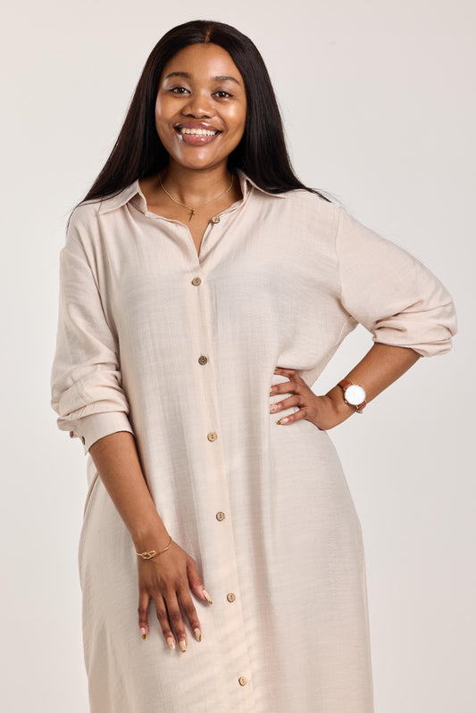 Oatmeal Relaxed Shirt Dress