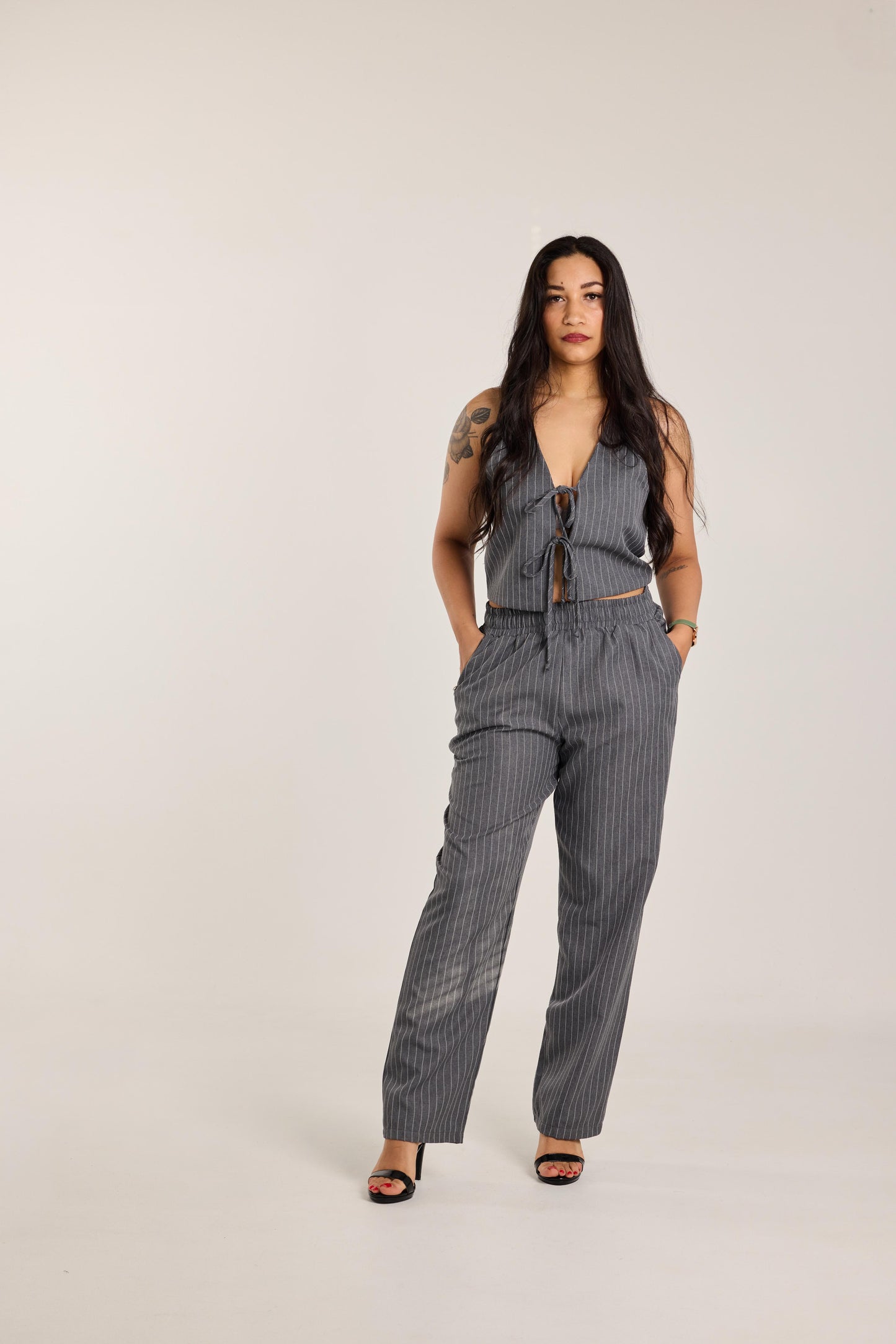 Grey Pinstripe Co-ord Set