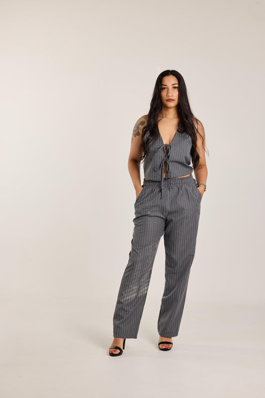 Grey Pinstripe Co-ord Set