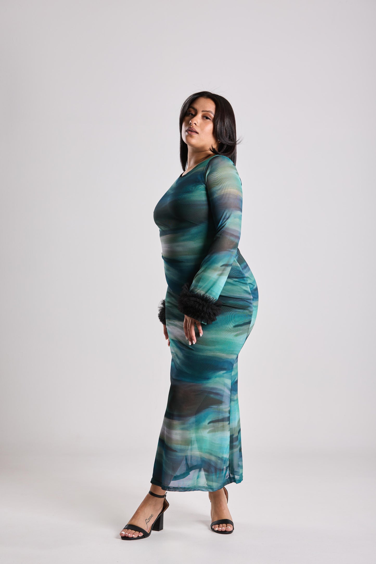 The Elara Printed Dress - Green